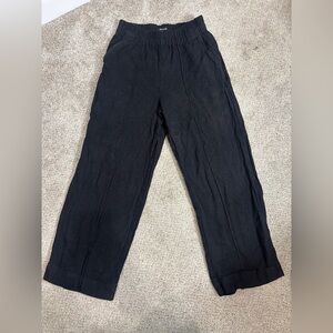 Madewell Linen Breezewoven Pull On High Rise Straight Pants Black XS